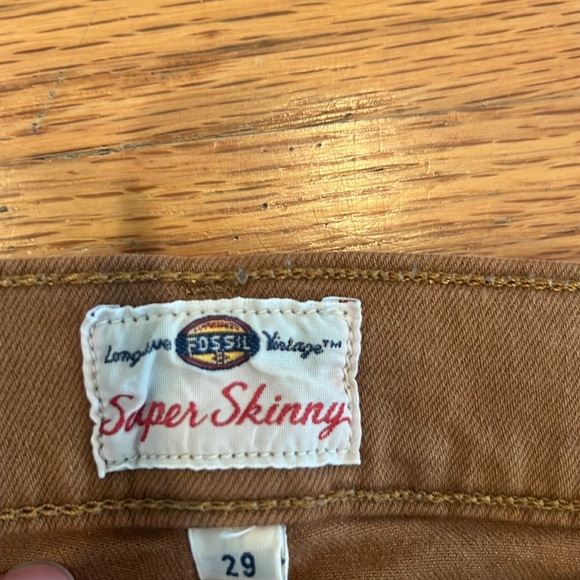 Fossil Super Skinny Light Brown Tan Dotted Patterned Jeans - Size 29 Women’s - Picture 11 of 17